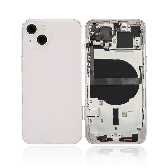 Replacement Back Housing W/ Small Components Pre-Installed Compatible For iPhone 13 (US Version) (No Logo) (Aftermarket Plus) (Pink)