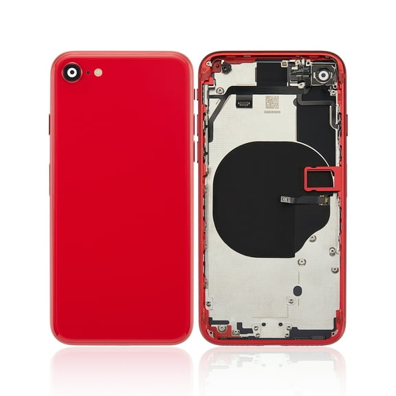 Replacement Back Housing W/ Small Components Pre-Installed Compatible For iPhone SE (2020) (No Logo) (Aftermarket Plus) (Red)