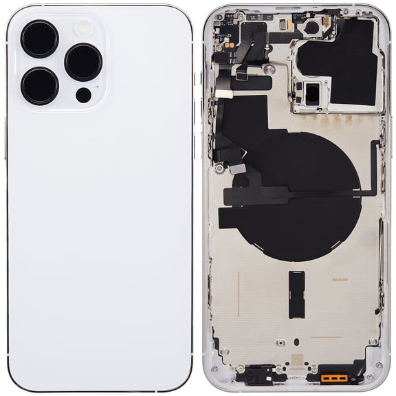 Replacement Back Housing W/ Small Installed Compatible For iPhone 14 Pro Max (US) (No Logo) (Aftermarket +) (Silver)