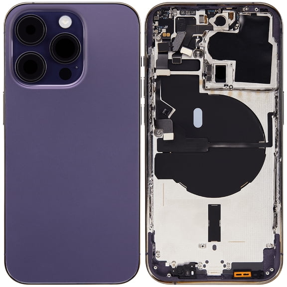 Replacement Back Housing W/ Small Installed Compatible For iPhone 14 Pro (US) (No Logo) (Aftermarket +) (Deep Purple)