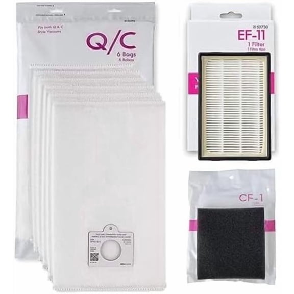 Replacement Bag & Filter Kit for Kenmore 600 Series Canister Vacuum Cleaner. 6 Q/C Bags + 1 EF-11 + 1 CF 1. Fits 81614 81615 BC4027 BC4030 w Pet PowerMate. #'s C/Q 53292 5055 50558 50104 52730 81002