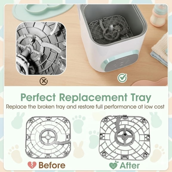 Replacement Base Tray,for Bottle Washer Bottom Rack Insert,Easy Install Baby Bottle Washer Accessory,BPA Free Plastic Baby Bottles Cleaner Washing Machine Replacements Part.