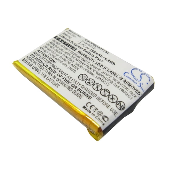 Replacement Battery for Apple iPOD Shuffle,iPOD Shuffle MB226LL/A,iPOD Shuffle MB228LL/A,iPOD Shuffle MB519LL/A,iPOD Shuffle MB523LL/A,iPOD Shuffle MB682LL/A,PN:616-0212,250mAh