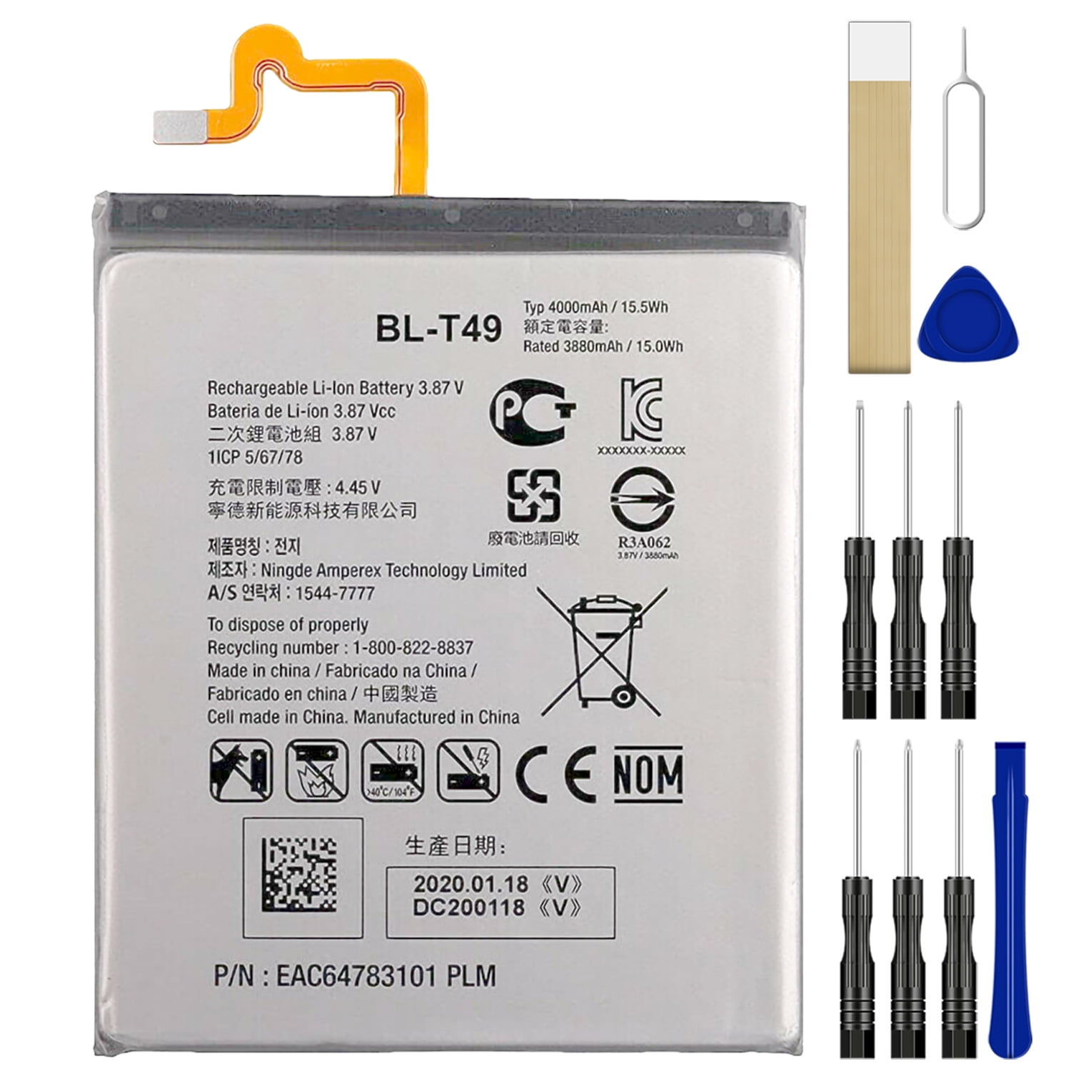 Replacement Battery BL-T49 for LG Q51 LM-Q510N Tool