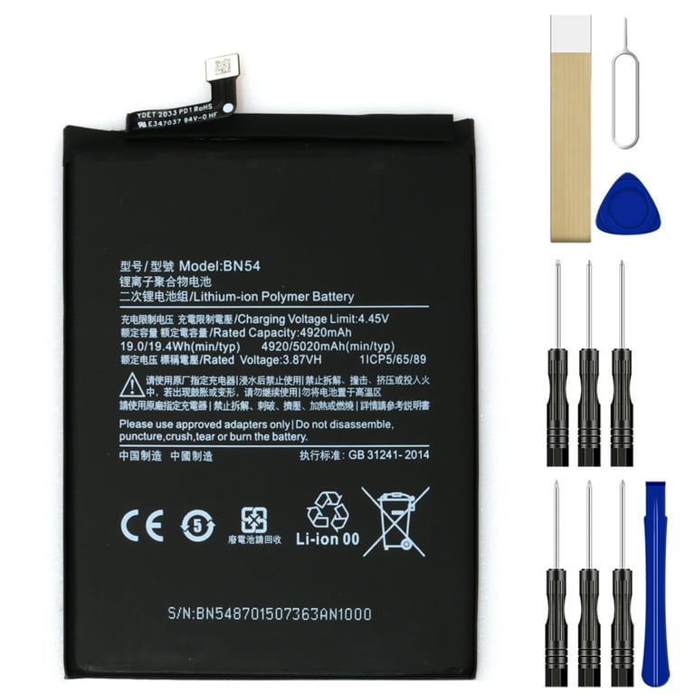 Replacement Battery BN54 for Xiaomi Redmi Note 9 M2003J15SS Tool