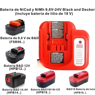 Replacement Battery Charger For Black & Decker Ni-CD Ni-MH Battery Multi-Volt 9.6V/12V/14.4V/18V Fast Battery Charger