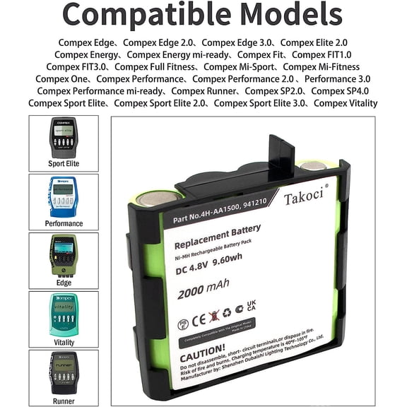 Replacement Battery for Compex 4H-AA1500 Compatible with Sport Elite, Elite 2.0, Performance, Performance 2.0 and Edge, Edge 2.0,Compex 4H-AA1500 Battery 4.8V 2000mAh