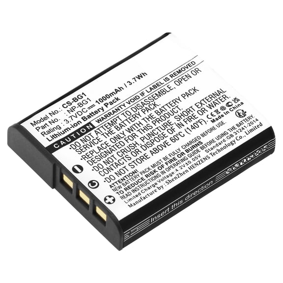 Replacement Battery for Cyber-shot DSC-W270,Cyber-shot DSC-W275,Cyber-shot DSC-W290,Cyber-shot DSC-W290/B,Cyber-shot DSC-W290/L,Cyber-shot DSC-W290/T,Cyber-shot DSC-W30,NP-BG1,NP-FG1