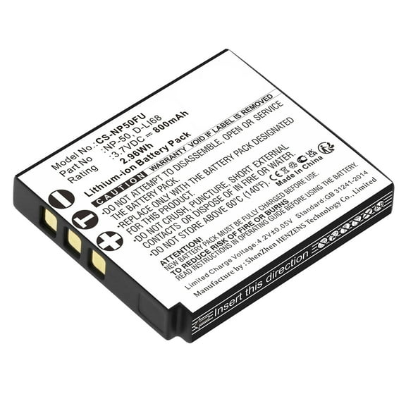 Replacement Battery for Fujifilm FinePix F900EXR,FinePix X10,FinePix X20,FinePix XF1,FinePix XP100,FinePix XP150,FinePix XP170,FinePix XP200,NP-50,NP-50A,3.7V/800mAh