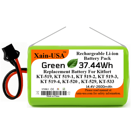 Replacement Battery for Kitfort KT-519, KT 519-1, KT 519-2, KT 519-3, KT 519-4, KT-520 , KT-529, KT-533, 14.4V 2600mAh, with Built-in Battery Management System (BMS).