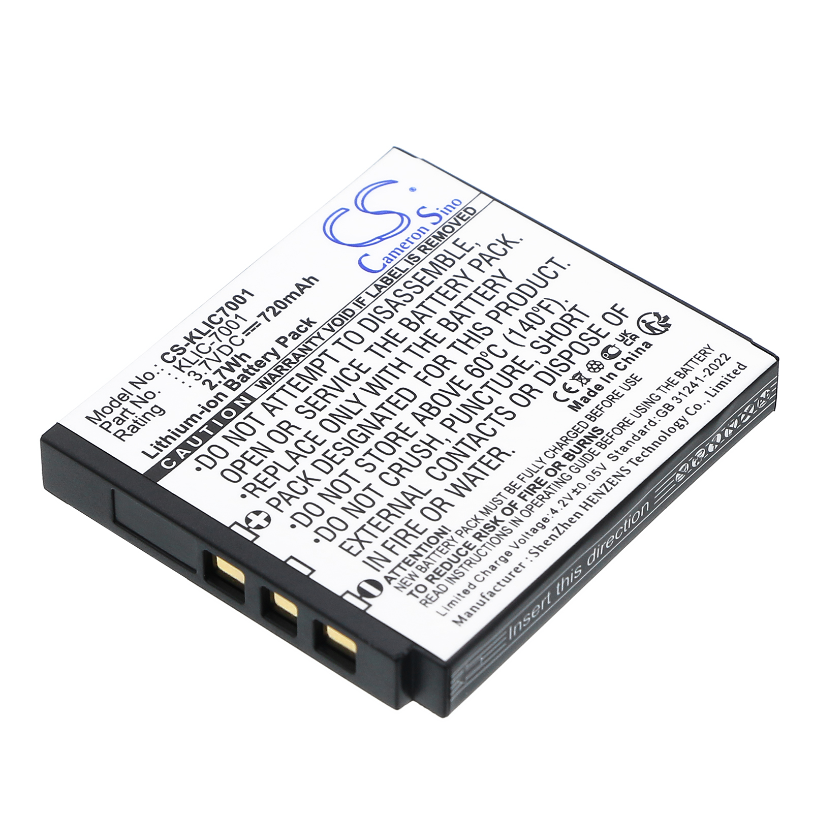 Batteria Sostitutiva Li-Ion Per Kodak EasyShare V1003 - 3,7V, 1050mAh, 3,9Wh, Compatibile 100%