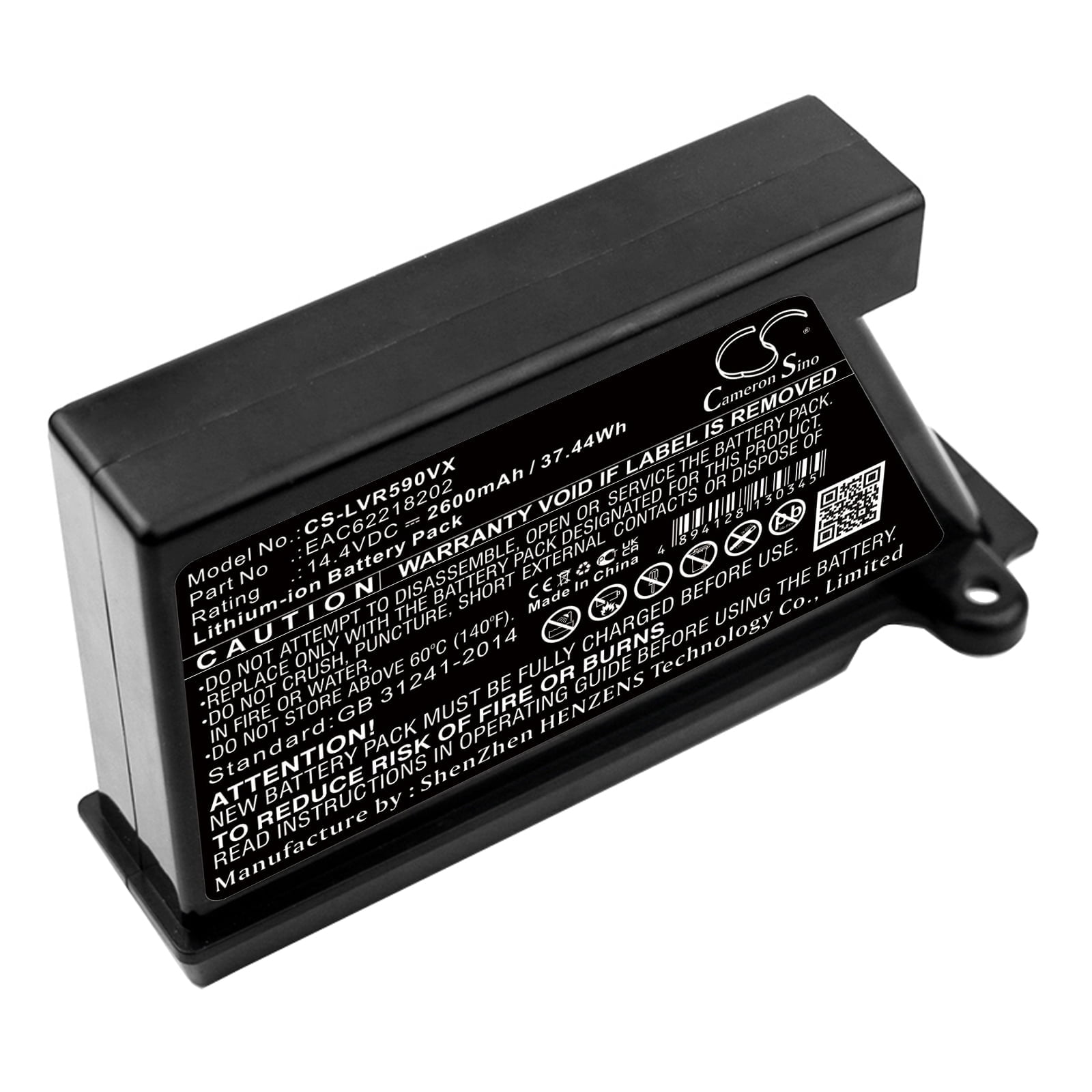 vhbw batteria compatibile con LG Hom-Bot VR1320B, VR1229RB, VR34406LV, VR5001CM, VR5001HS, VR34408LV aspirapolvere nero (3000mAh, 14,4V, Li-Ion