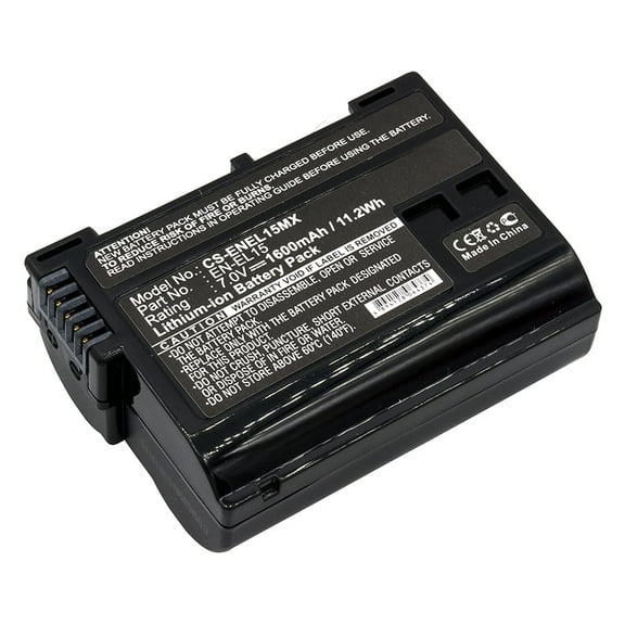 Replacement Battery for Nikon Digital SLR D800,MB-D12,MB-D14,MB-D15,MB-D17,MB-D18,MB-N10,MB-N11,MD-D16,MH-25a,WT-7,Z5,Z6,Z6II,Z7,Z7II,EN-EL15,EN-EL15A,EN-EL15B,EN-EL15c,7.0V/1600mAh