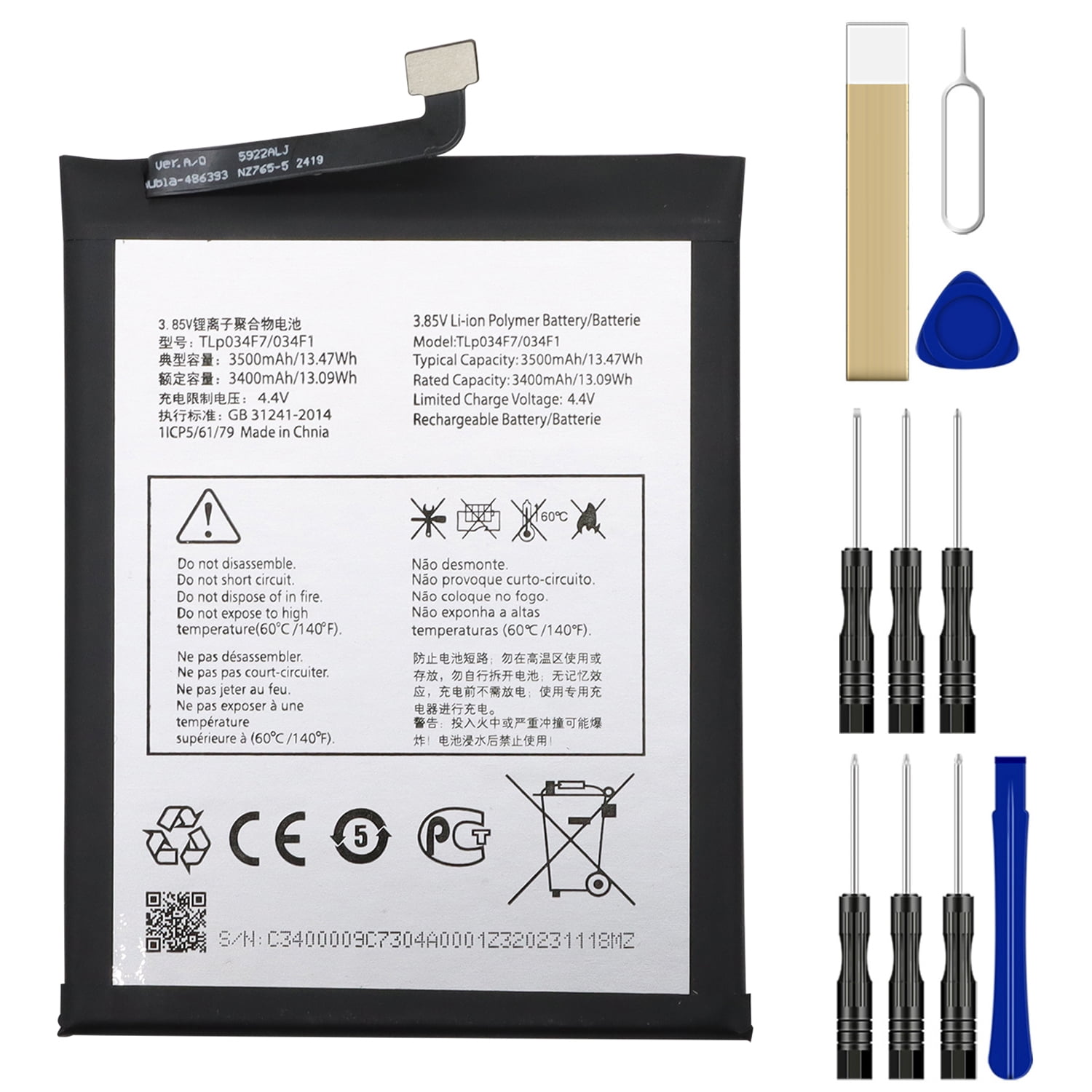 ally0203ページ Replacement Battery TLp034F1 For Alcatel 3 2019 5053K 5053A 5053Y