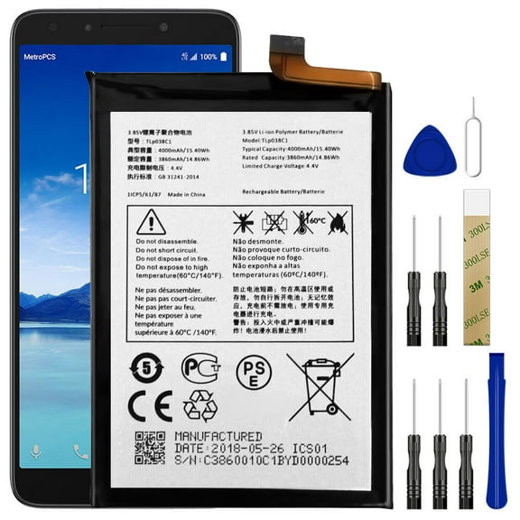 Replacement Battery TLp038C1 For MetroPCS Alcatel 7 6062W Tool