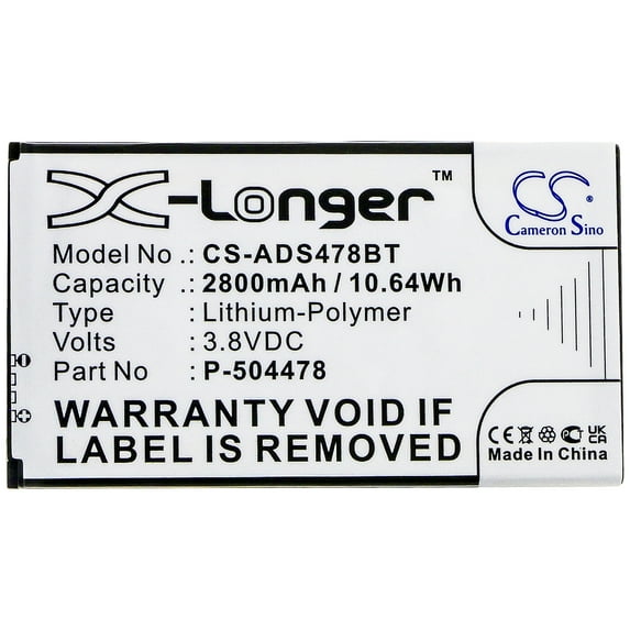 Replacement Battery for ADT P-504478 Command Secondary Color Touchscreen Keypad 2800mah