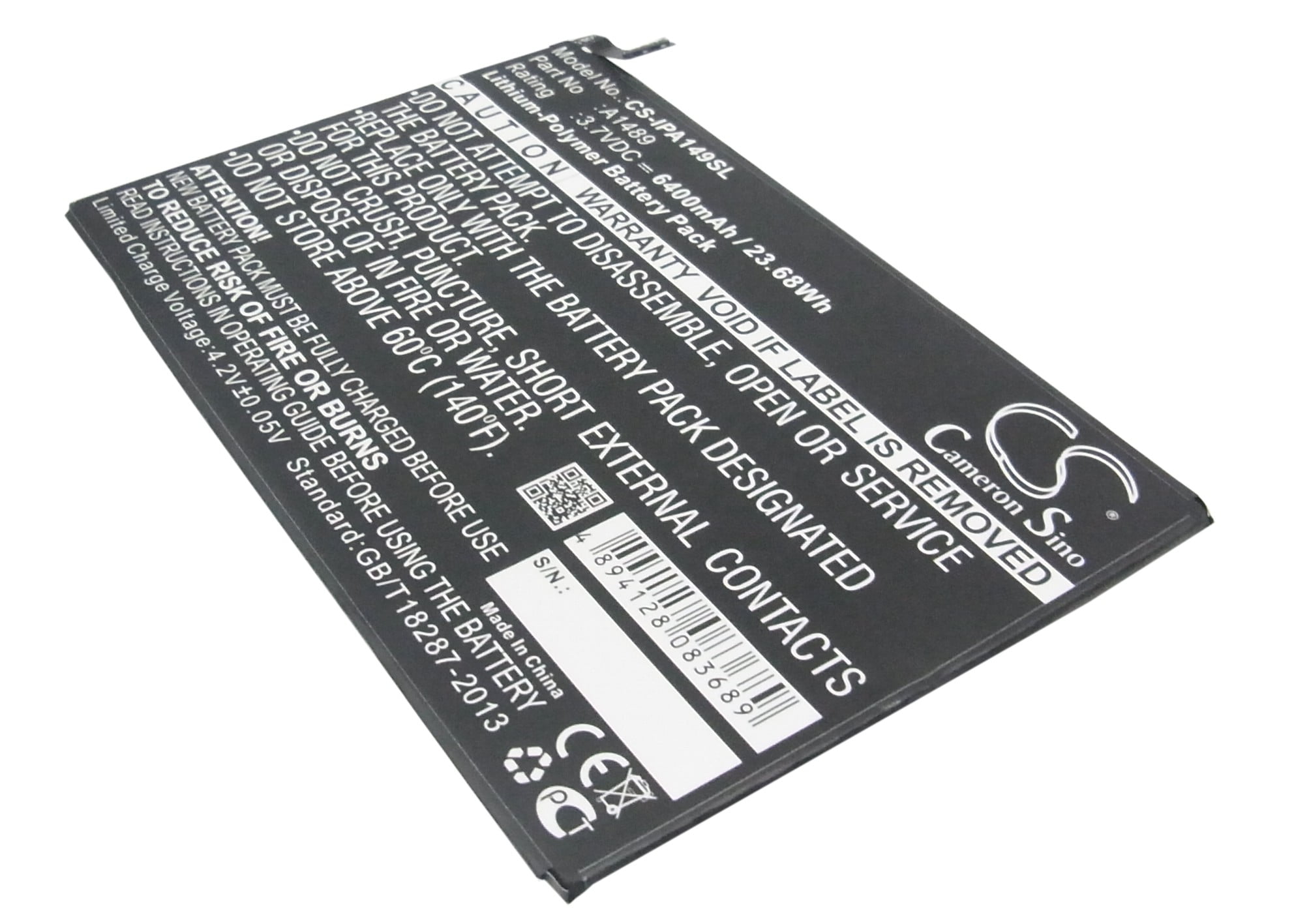 Replacement Battery for Apple A1489,A1490,A1599,A1600,A1601,iPad Mini 2,iPad Mini 3,iPad Mini 3 3G,iPad Mini 3 WiFi,PN:A1489,A1512,6400mAh