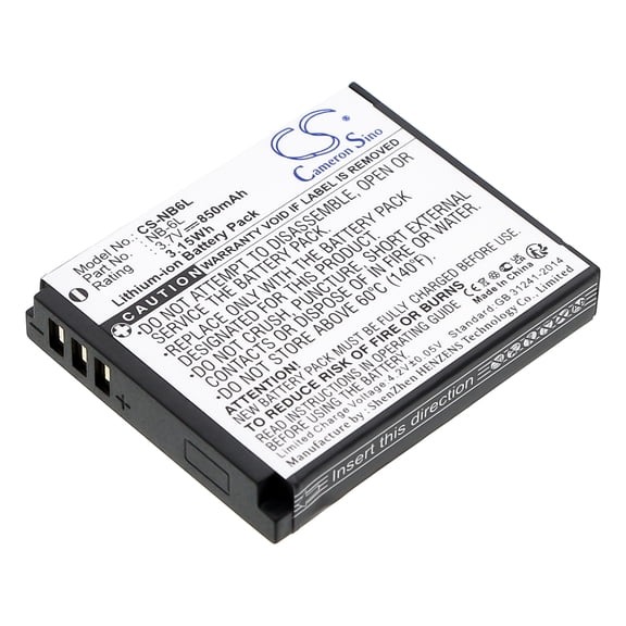 Replacement Battery for Canon NB-6L,NB-6LH,850mAh