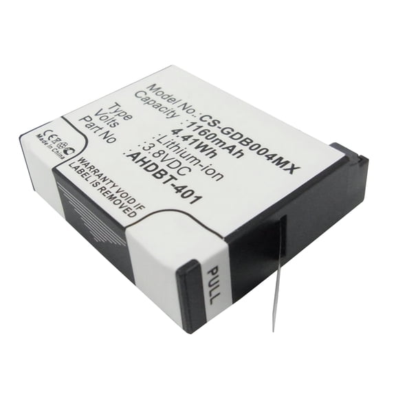 Replacement Battery for Gopro Hero 4,Hero 4 Black,Hero 4 Silver,Hero 4+,335-06532-000,AHDBT-401,3.8V/1160mAh