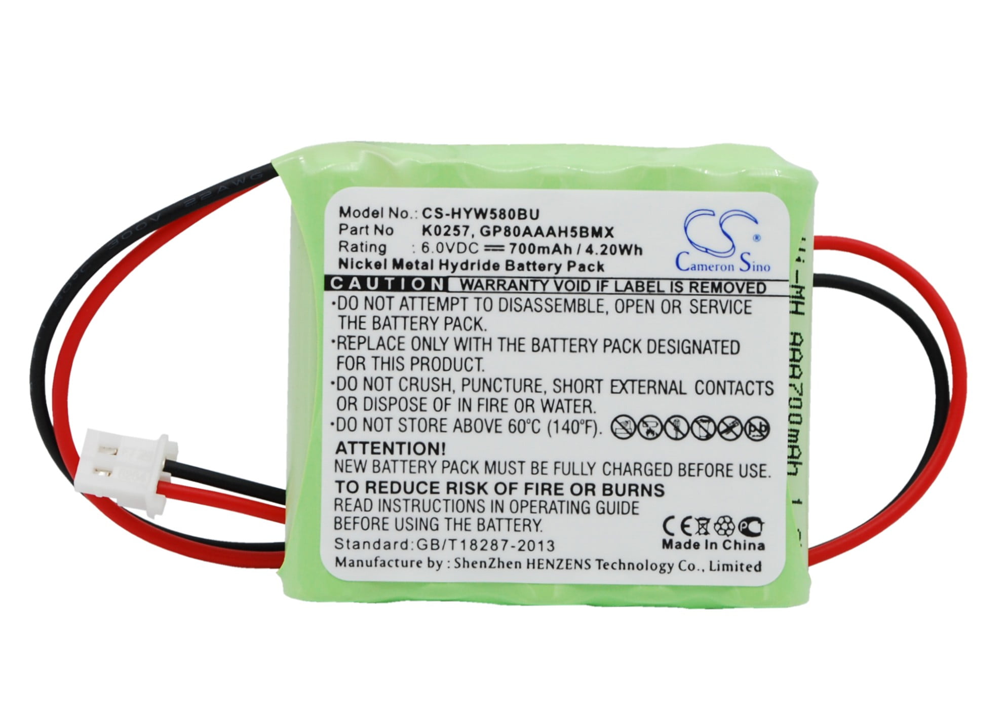 Replacement Battery for Honeywell 55111-05,5800RP Wireless,5800RP Wireless Repeater,K0257,PN:55111-05,GP80AAAH5B3BMX,K0257,700mAh
