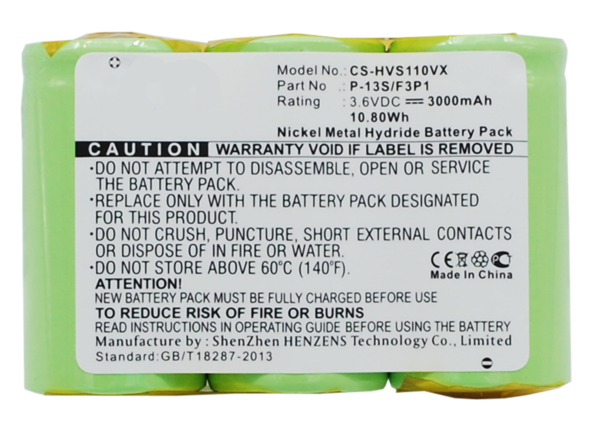 Replacement Battery for Hoover P-13S/F3P1,3000mAh/3.6V