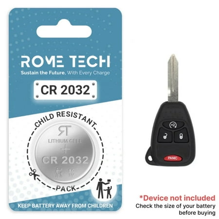 Replacement Battery for Key Fob - Jeep Wrangler 2007-2018 (4-Button Key)