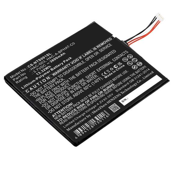Replacement Battery for Nintendo HAC-003,HAC-A-BPHAT-C0,3.7V/3600mAh