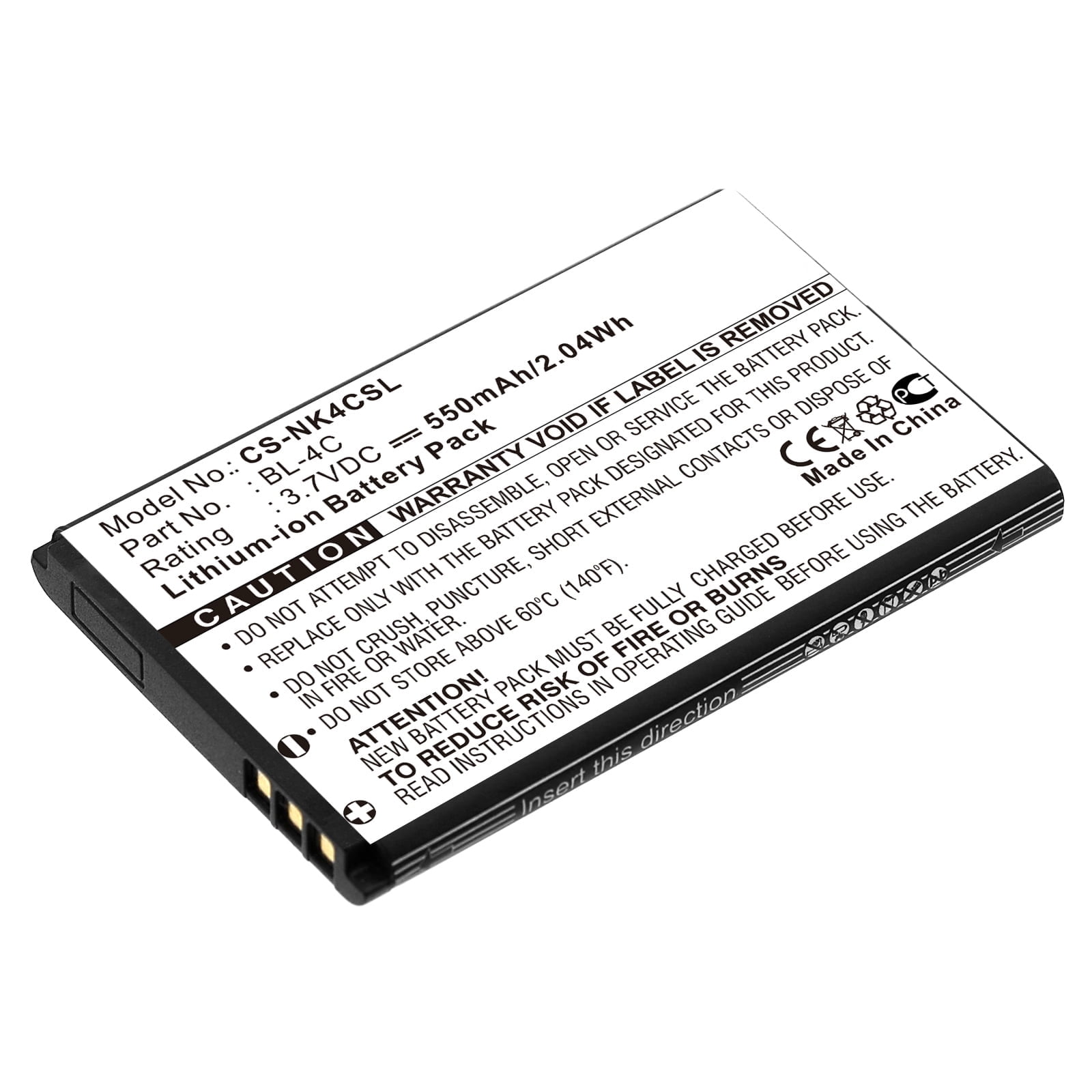 Replacement Battery for Nokia 107,108,1265,1325,1661,2220 Slide,2650 ...