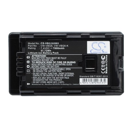 Replacement Battery for Panasonic CGA-D54,CGA-D54S,CGA-D54SE,CGA-D54SE/1B,CGA-D54SE/1H,CGP-D54S,CGR-D54S,VW-VBD55,7800mAh