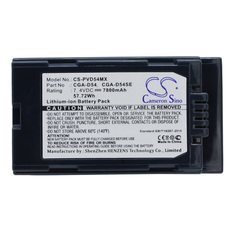 Replacement Battery for Panasonic CGA-D54,CGA-D54S,CGA-D54SE,CGA-D54SE/1B,CGA-D54SE/1H,CGP-D54S,CGR-D54S,VW-VBD55,7800mAh