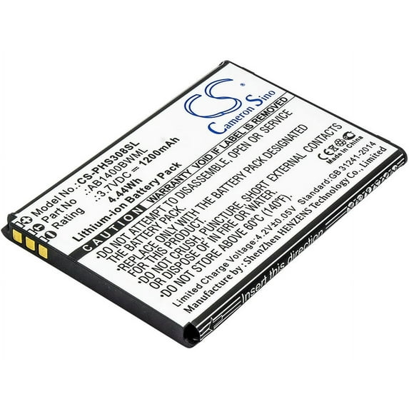 Replacement Battery for Philips CTS308,Xenium S308,AB1400BWML,1200mAh,Mobile Phone battery
