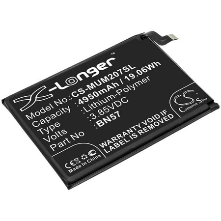 Replacement Battery for Poco M2007J20CG,X3 NFC,BN57,4950mAh,Mobile Phone battery