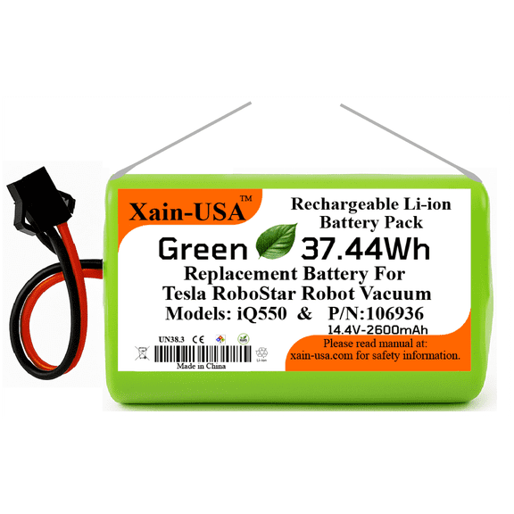 Replacement Battery for Tesla RoboStar iQ550 Robot Vacuum Cleaners 14.4V - 2600mAh (37.4Wh) with Built-in Battery Management System (BMS)