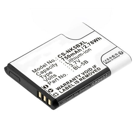 Replacement Battery for Yashica BL-5B,EZDigitalNV-1,3.7V/750mAh