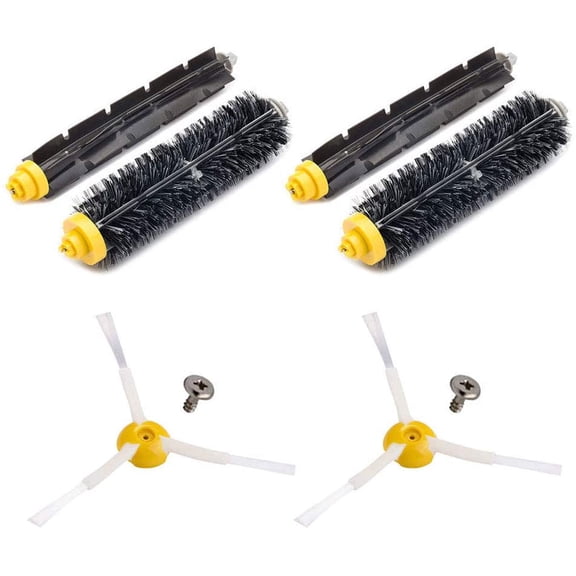 Replacement Brush Compatible with iRobot Roomba 675 677 671 670 665 655 645 694 692 614 Robot Vacuums ONLY, with 2 Bristle and 2 Flexible Beater Rollers, 2 Edge Sweeping Brushes, 2 Screws.