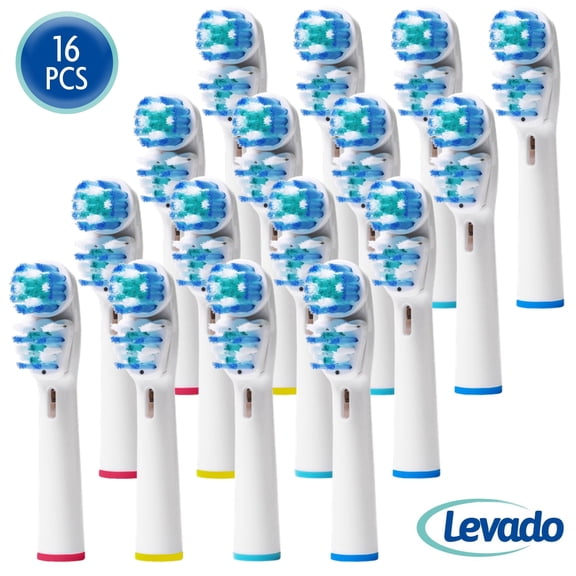Alayna Double Clean Adult Plaque Removing Toothbrush Replacement Heads for Oral-B Electric Toothbrush, Pack of 16 Soft