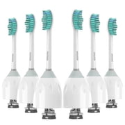 Replacement Brush Heads Compatible with E-Series HX7022 HX7001 Essence Xtreme Elite Advance and CleanCare Screw-On Toothbrush Handles Pack Of 6