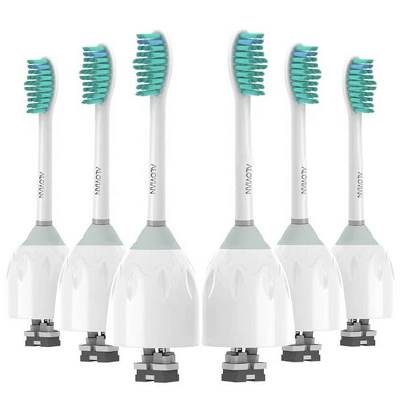 Replacement Brush Heads Compatible with E-Series HX7022 HX7001 Essence Xtreme Elite Advance and CleanCare Screw-On Toothbrush Handles (Pack Of 6)