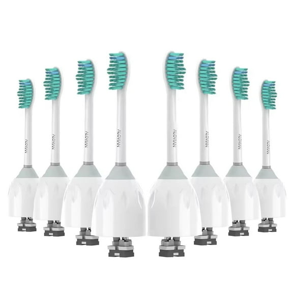 Replacement Brush Heads Compatible with E-Series HX7022 HX7001 Essence Xtreme Elite Advance and CleanCare Screw-On Toothbrush Handles (Pack Of 8)