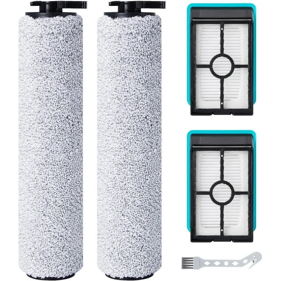 Replacement Brush Roller and HEPA Filter for Bissell Crosswave HF2 3831 3845 3847 3848 Wet and Dry Hard Floor Cleaner Accessories, 2 Brush Roller + 2 HEPA Filters + 1 Cleaning Brush