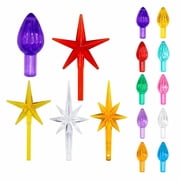 Replacement Bulbs for String Lights with Teardrop and Star Shapes, Assorted Multicolor, for Christmas Tree Decoration, Decorative Light Bulbs