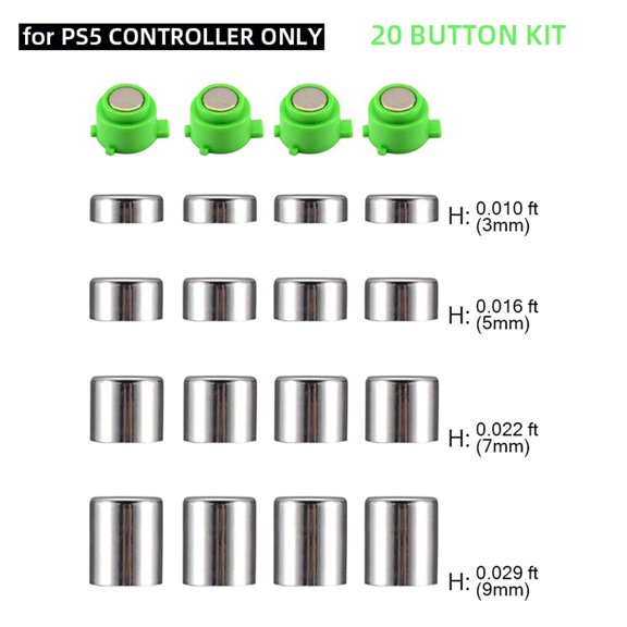 Replacement Bullet Buttons & Controller Thumbsticks Repair Kit Compatible with PlayStation PS4/PS5 Controller - Metal Adjustable Repair Kit-20PCS For PS5