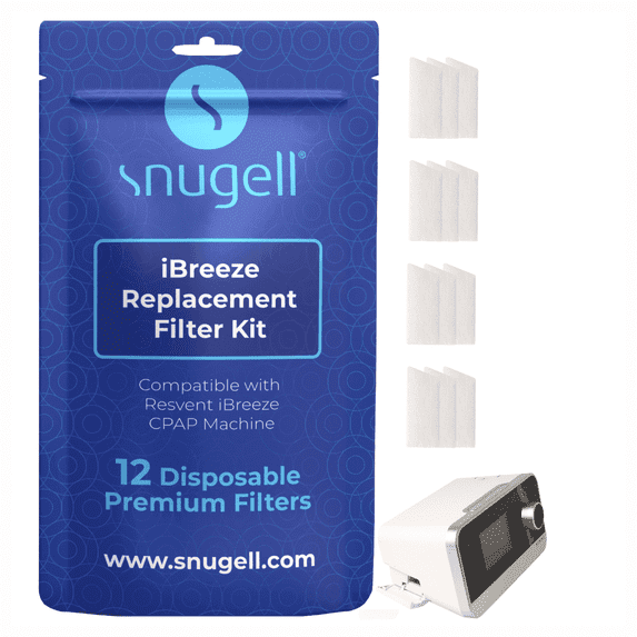 Replacement CPAP Filter for Resvent iBreeze by Snugell (12-Pack) - Durable - Convenient for Travel and Home - Designed to be Replaced Bi-Weekly