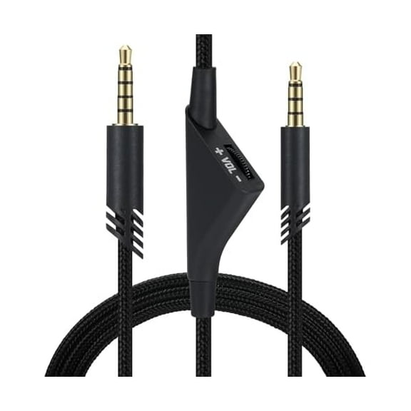 Replacement Cable for Astro A40 A40TR A10 Gaming Headphones, Aux Braided Wire Cord Compatible with Xbox-One PC Ps4 etc with Volume Control 6.5 Feet 2.0 M (Black)