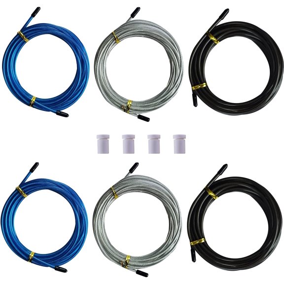 Replacement Cable for Speed Jump Rope, 6pcs 10ft Stainless Steel Wire with Polymer Coating for High Speed Jump Ropes.OD:4.0mm