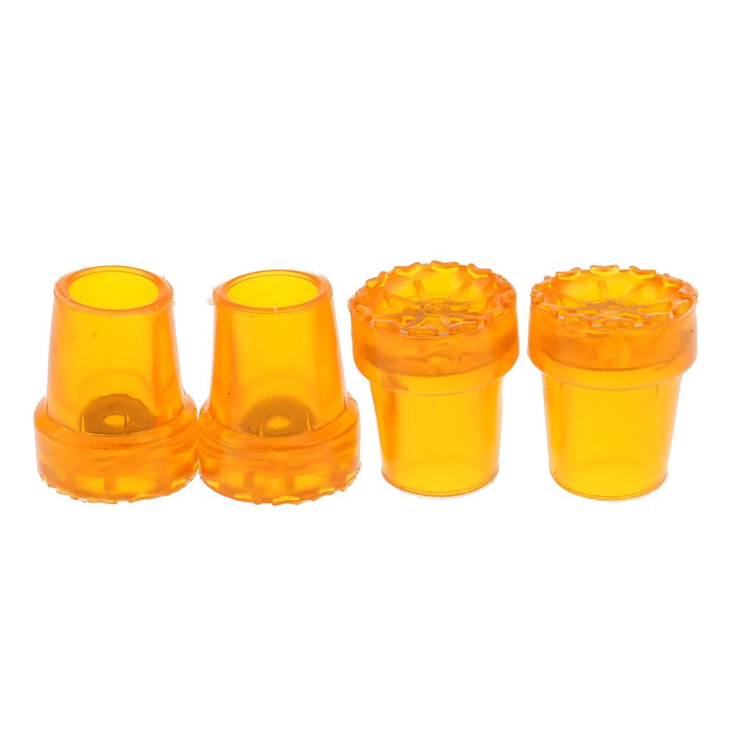 Replacement Cane Tips - 4 Pack - Rubber Crutch Tip Trekking Poles Tips Foot Alpenstock Foot - Yellow