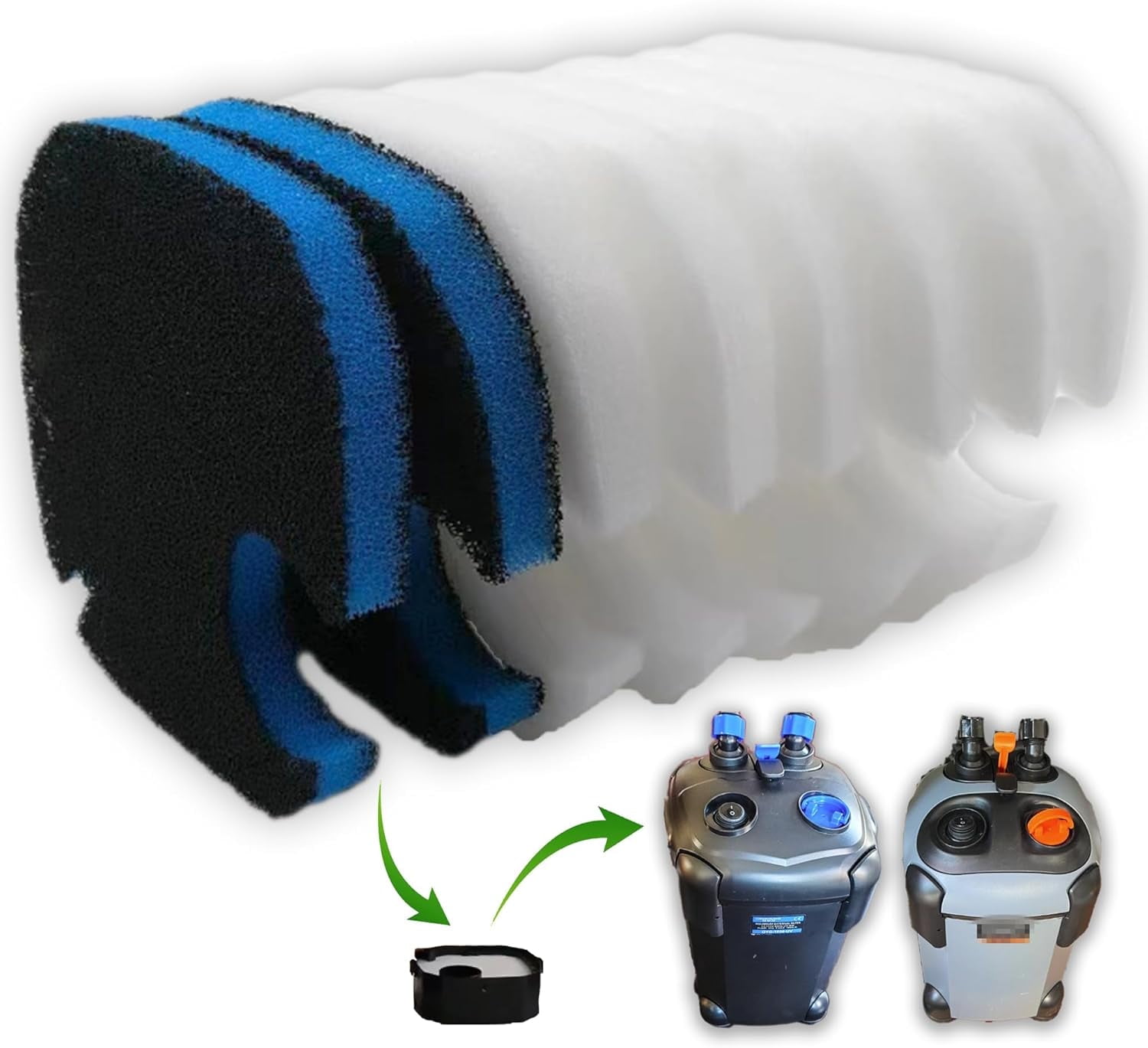 Replacement Canister Filter Pads Compatible with AMOSIJOY 172/225/265GPH Aquarium External Filter, 6 White Floss and 2 Coarse Filter Pads for Coospider-repta 172/225/265GPH (8)