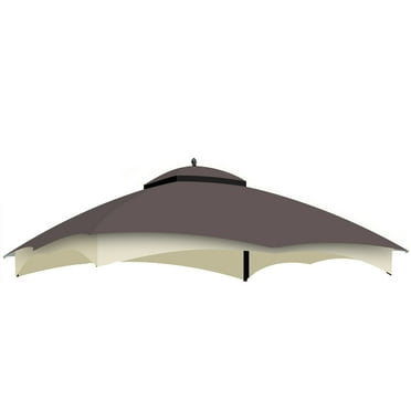 Replacement Canopy Top for 10x12 Gazebo with Air Vent & Drain Holes - Heavy Duty UV Protection Roof Cover (Brown)