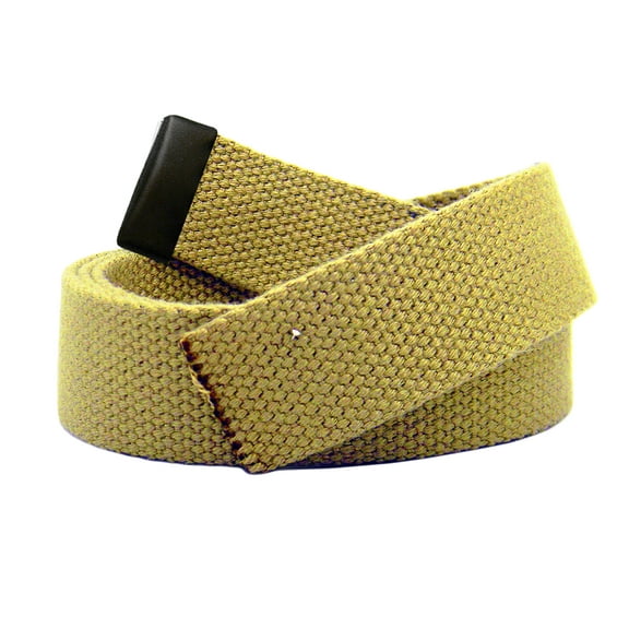 Replacement Canvas Web Belt 1.25 Military Width Black Tip Medium Khaki