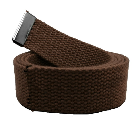 Replacement Canvas Web Belt 1.25 Military Width Silver Tip Large Brown